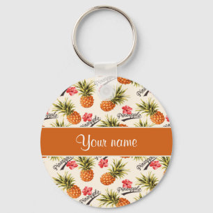 Ananas en Hibiscus Sleutelhanger