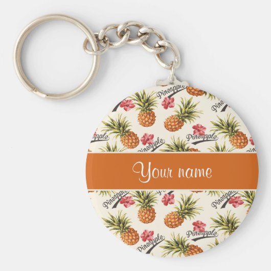 Ananas en Hibiscus Sleutelhanger (Voorkant)