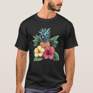 Ananas en hibiscusbloem Hawaii zomerstrand T-shirt