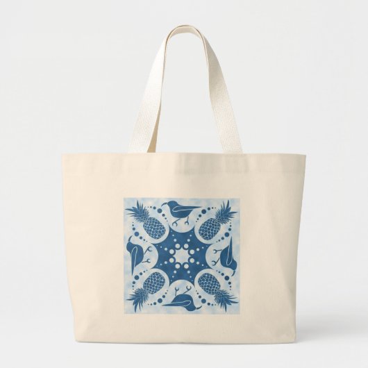 Ananas en Iiwi Hawaiian Quilt Grote Tote Bag (Voorkant)