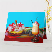 Ananas en ijs met een fruitsmoothie kaart (Gele Bloem)