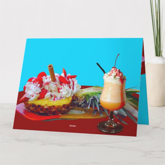 Ananas en ijs met een fruitsmoothie kaart (Achterkant)