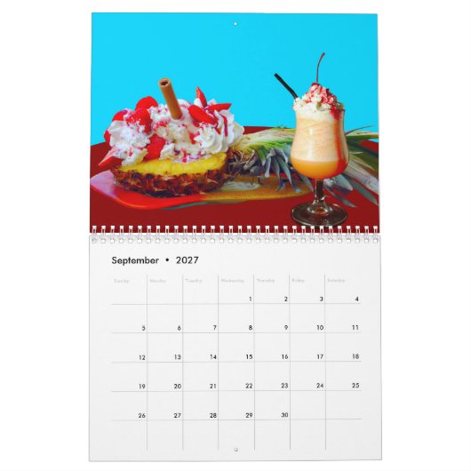 Ananas en ijs met een fruitsmoothie kalender (Sep 2027)