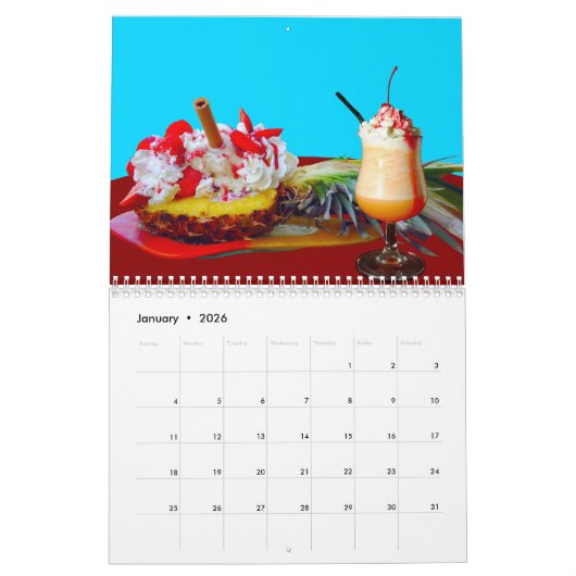 Ananas en ijs met een fruitsmoothie kalender (Jan 2026)