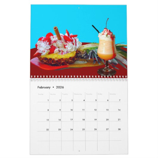 Ananas en ijs met een fruitsmoothie kalender (Feb 2026)