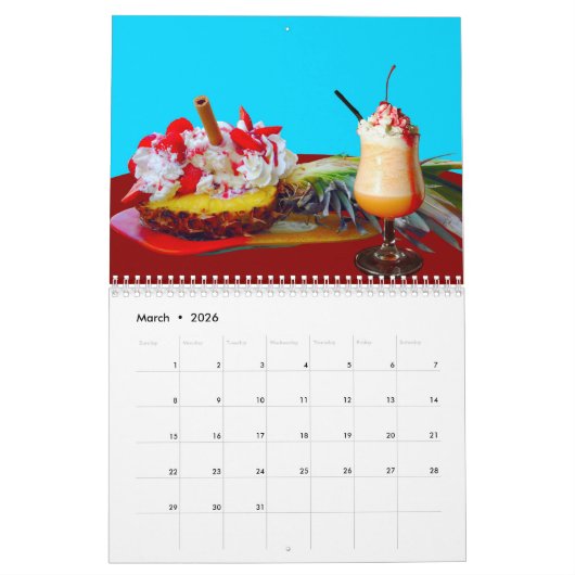 Ananas en ijs met een fruitsmoothie kalender (Mar 2026)