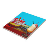 Ananas en ijs met een fruitsmoothie tegeltje (Zijkant)