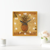  ananas en kalligrafie Gorgood Kitchen Vierkante Klok (Huis)
