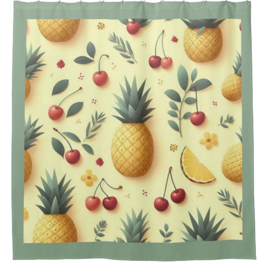 Ananas en kersen douchegordijn (Voorkant)