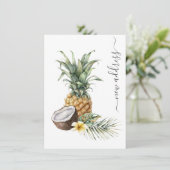Ananas en Kokosnoot Tropisch Nieuw Adres Aankondiging (Staand voorkant)
