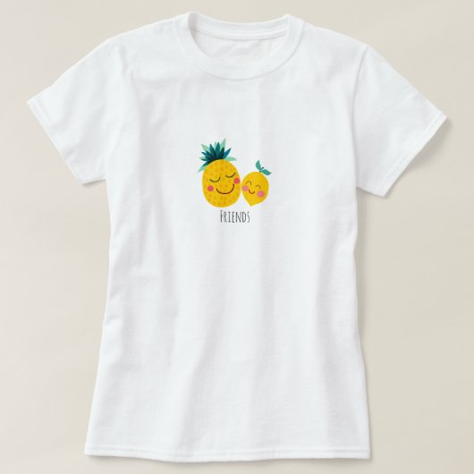 Ananas en Lemon Friends’ s Basic T-Shirt (Design voorkant)