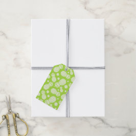 Ananas en madeliefje witte groene cadeaubijlage cadeaulabel