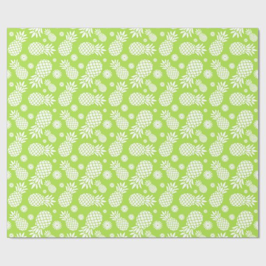 Ananas en madeliefjes groen wit patroon cadeaupapier (Vlak)