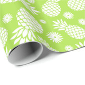 Ananas en madeliefjes groen wit patroon cadeaupapier (Rol Hoek)