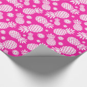 Ananas en madeliefjes roze wit patroon wrap cadeaupapier (Hoek)