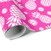 Ananas en madeliefjes roze wit patroon wrap cadeaupapier (Rol Hoek)