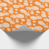 Ananas en madeliefjes sinaasappel wit patroon wrap cadeaupapier (Hoek)