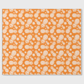 Ananas en madeliefjes sinaasappel wit patroon wrap cadeaupapier (Vlak)
