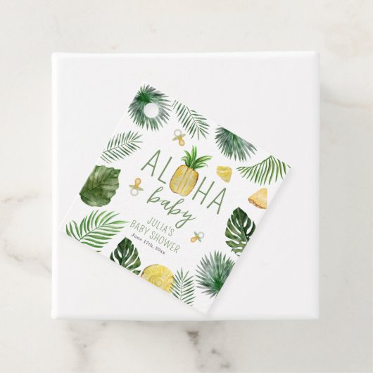 Ananas en Pacifiers Aloha Baby shower Green Bedankjes Labels (In situ)