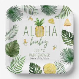 Ananas en Pacifiers Aloha Baby shower Green Papieren Bordje