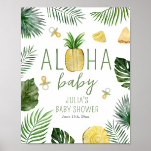Ananas en Pacifiers Aloha Baby shower Green Poster