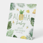 Ananas en Pacifiers Aloha Baby shower Green Reclamebord Met Voetstuk (Voorkant)