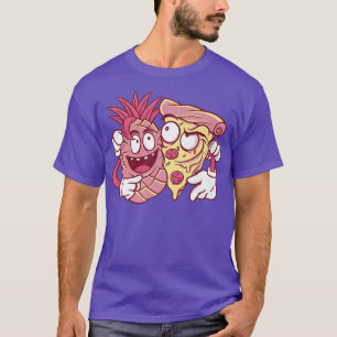 Ananas- en Pizza-vriendelijke Cartoon T-shirt