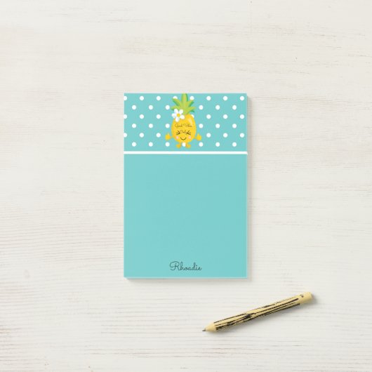 Ananas en Polka Dot Post-it® Notes (Op bureau)