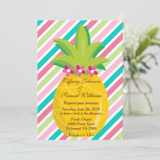 ananas en regenboogstripes kaart (Staand voorkant)