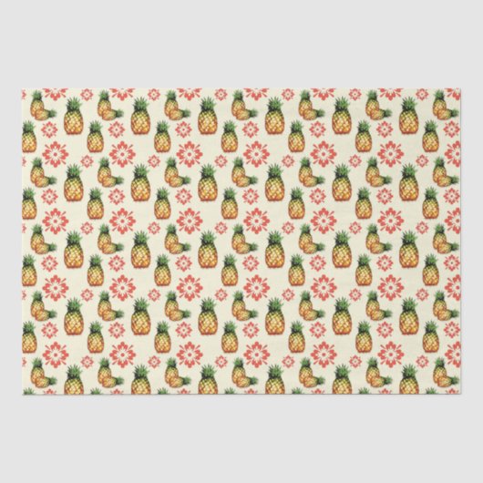 Ananas en Rode Floral afdrukken Tissuepapier (Voorkant)