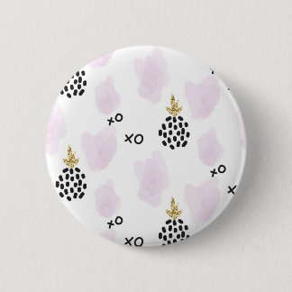 Ananas en roze luipaard. XOXO Ronde Button 5,7 Cm