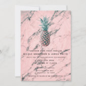 Ananas en roze marmer Modern Chic Wedding Kaart (Voorkant)