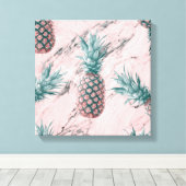 Ananas en roze marmer Moderne tropische afbeelding Canvas Afdruk (Insitu (Houten vloer))