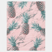 Ananas en roze marmer Moderne tropische afbeelding Fleece Deken (Voorkant)