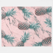 Ananas en roze marmer Moderne tropische afbeelding Fleece Deken (Voorkant (Horizontaal))