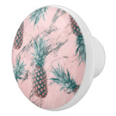 Ananas en roze marmer Moderne tropische afbeelding Keramische Knop (Rechts)
