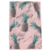 Ananas en roze marmer Moderne tropische afbeelding Medium Cadeauzakje (Voorkant)