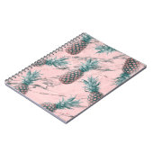 Ananas en roze marmer Moderne tropische afbeelding Notitieboek (Linkerzijde)