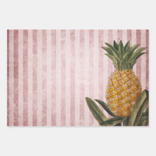  ananas- en roze strepen inpakpapier vel