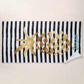 Ananas en strips - Aanpassen met Jouw naam Strandlaken (Voorkant)