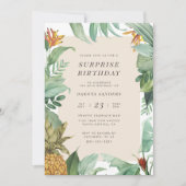 Ananas en tropische bladeren verrassen verjaardag kaart (Voorkant)