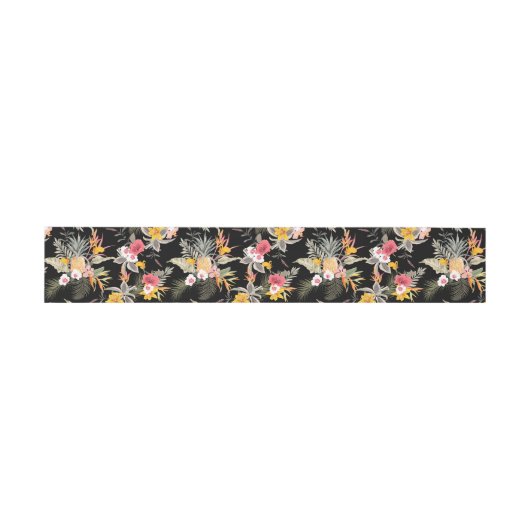 Ananas en tropische bloemen uitnodigingen wikkel (Vlak)