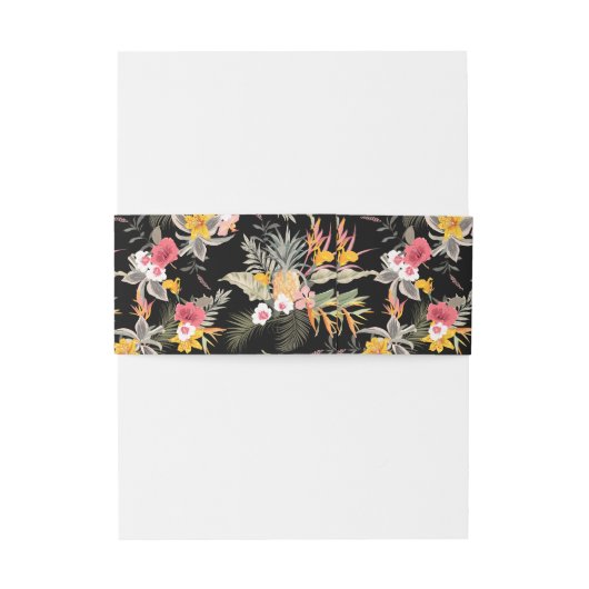 Ananas en tropische bloemen uitnodigingen wikkel (Achterkant Voorbeeld)