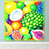 Ananas en tropische vruchten. Bestel nu Canvas Afdruk (Insitu (Houten vloer))