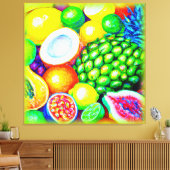 Ananas en tropische vruchten. Bestel nu Canvas Afdruk (Insitu (Woonkamer))