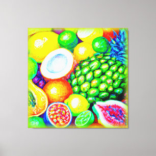 Ananas en tropische vruchten. Bestel nu Canvas Afdruk