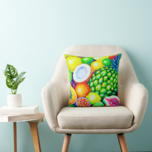 Ananas en tropische vruchten. Bestel nu Kussen
