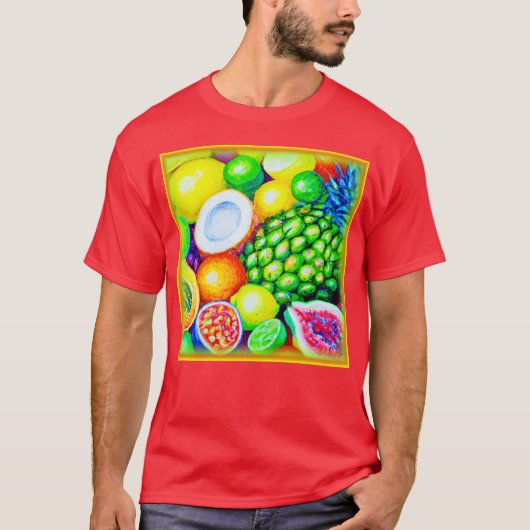 Ananas en tropische vruchten. Bestel nu T-shirt (Voorkant)