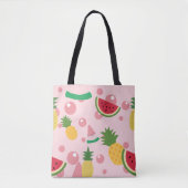 Ananas en watermeloensroze tote bag (Voorkant)