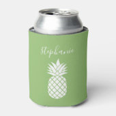 Ananas en Whimsical green handgeschreven name Blikjeskoeler (Blikje Voorkant)